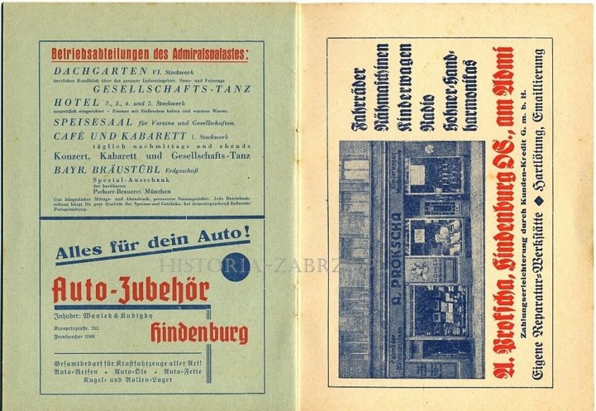 Hindenburg Admiralspalat hotel Zabrze menu